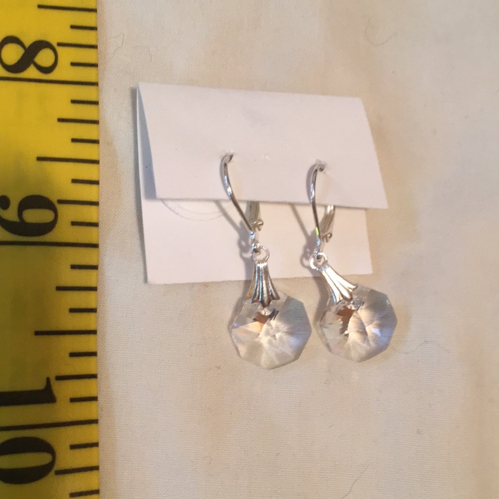 Octagon crystal earrings NWT